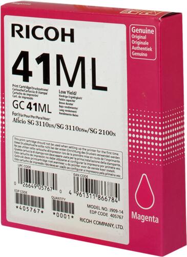 Ricoh Original Type GC 41ML Druckerpatrone magenta 600 Seiten (405767) für 2100N, 3110DN/DNw/SFNw, 3100SNw, 3120B SFNw Ricoh Original Type GC 41ML Druckerpatrone magenta 600 Seiten (405767) für 2100N, 3110DN/DNw/SFNw, 3100SNw, 3120B SFNw